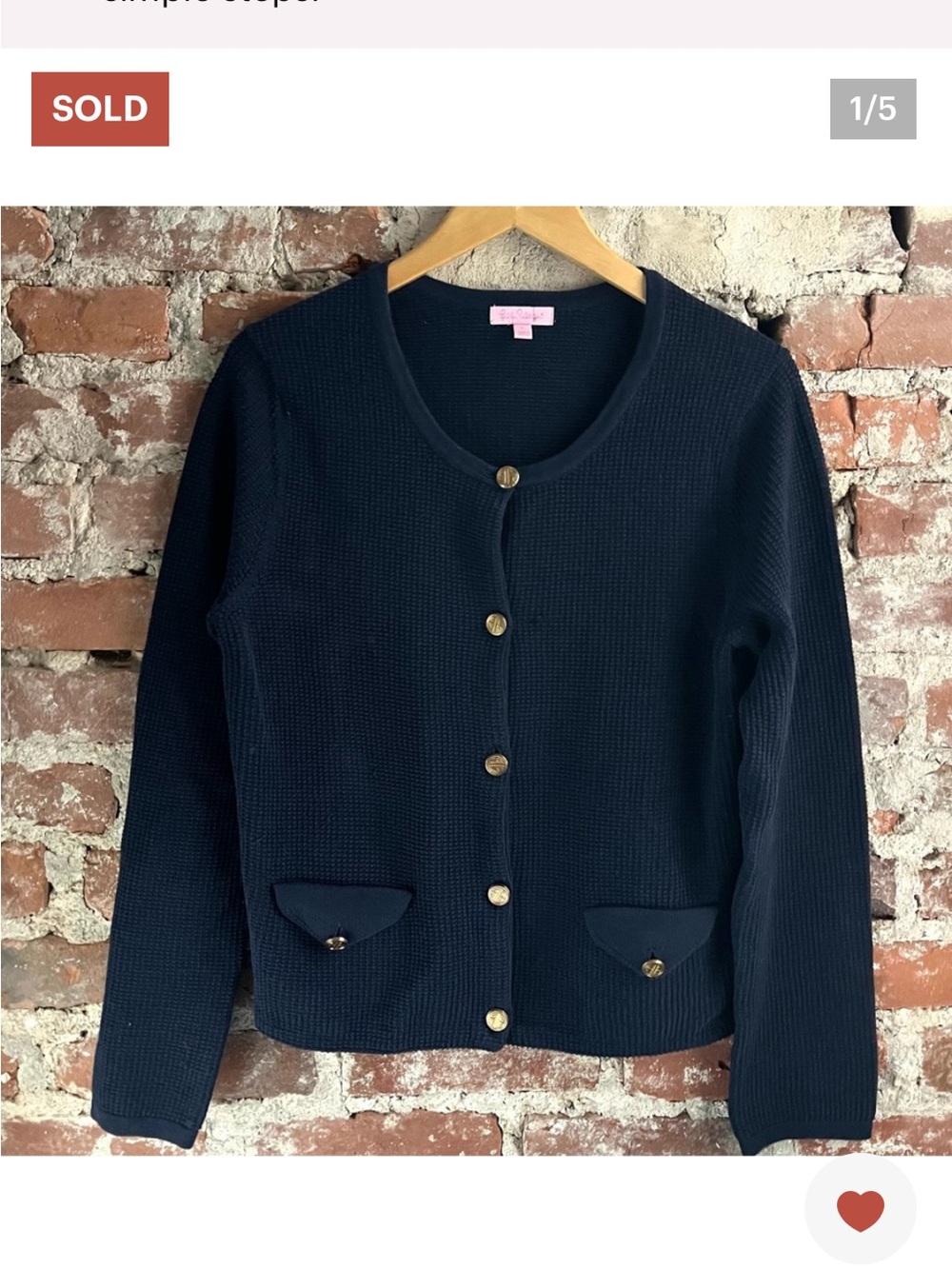 Lilly Pulitzer Women’s Navy Gold Button Cardigan Sweater